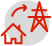 Ilustracja przedstawia energią wprowadzoną do sieci, czyli dom od niego strzałka do słupa energetycznego
