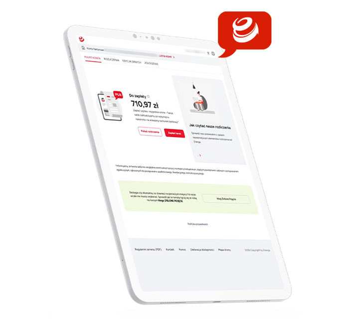 Laptop z widokiem pulpitu po zalogowaniu do ENERGA24