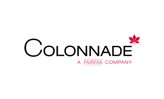 Ilustracja przedstawia logo Colonnade Insurance S.A. z czerwonym liściem 