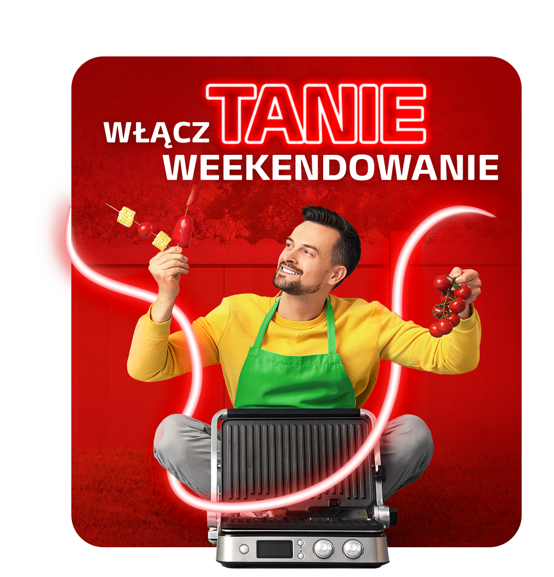Mężczyzna grilluje korzystając z oferty Tanie Weekendowanie